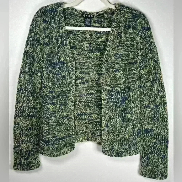 CABO Open Front Cardigan Cozy Chunky Knit Blue Green Mohair Women’s Size Small - Picture 5 of 10